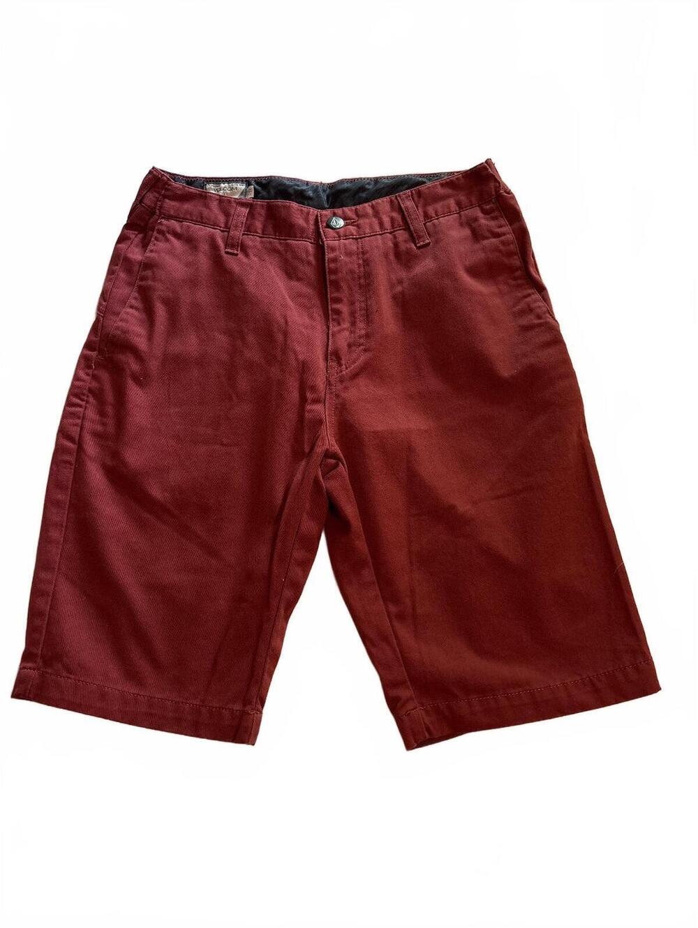 Skate Indie Volcom Frickin Modern Stretch Chino Walk Shorts Burgundy Red Size 28